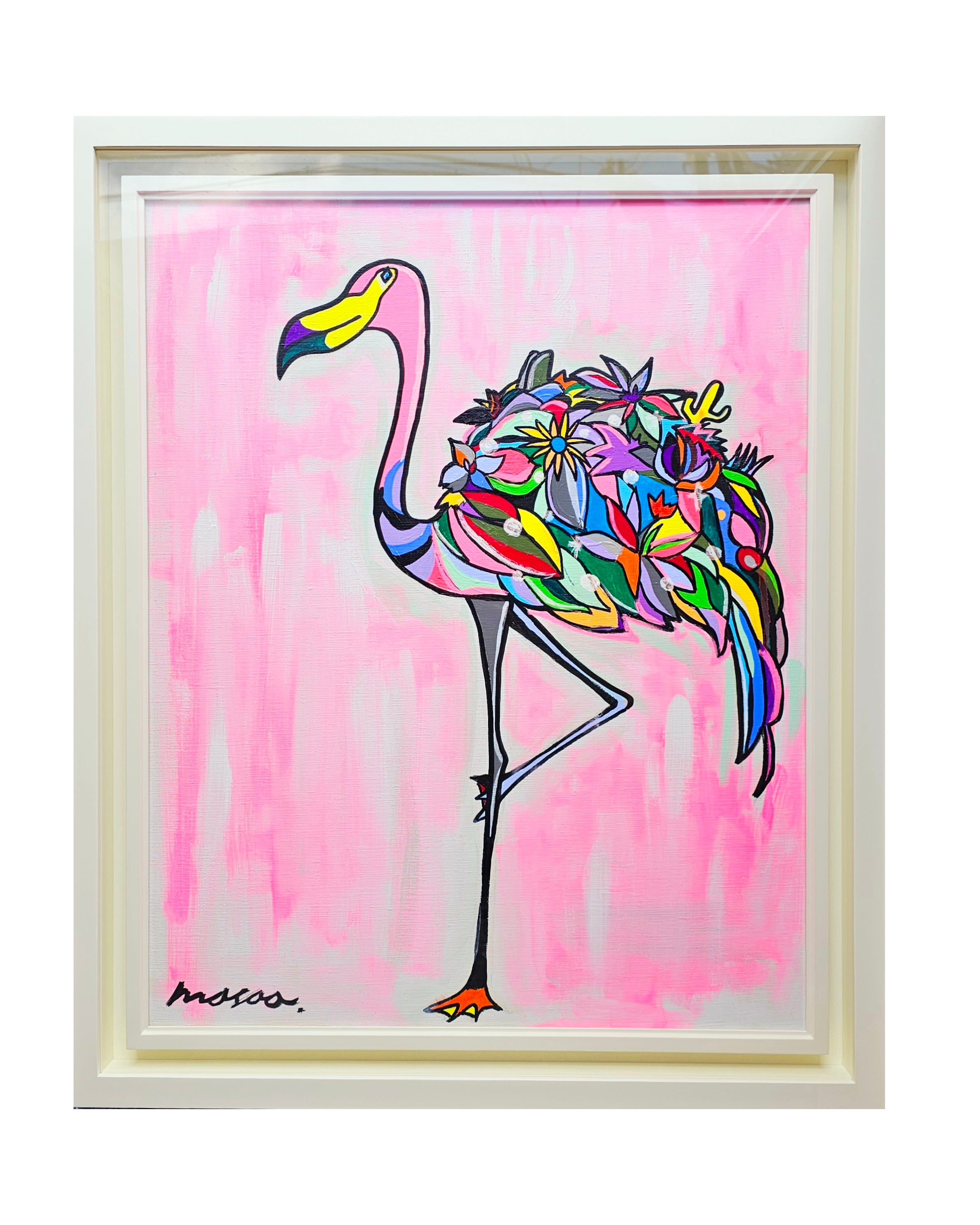 フラミンゴ 額装済み 原画 額付アート写真/A3ノビ】FLAMINGO'S COURTSHIP（フラミンゴの求愛